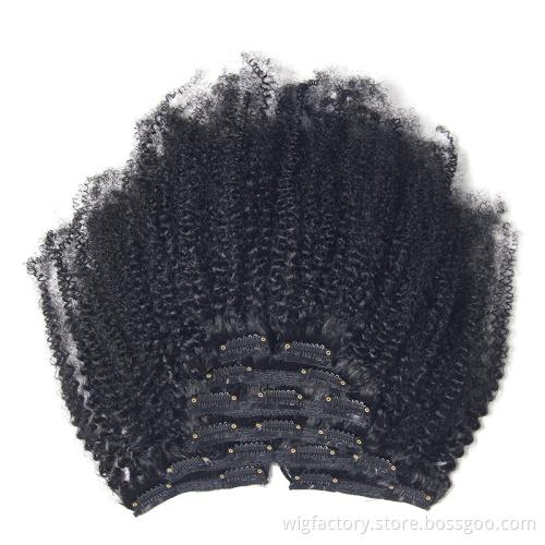 wholesale clip in hair human extensions,the popular style hair clips for women,120g/set 8pcs afro kinky curl clip in hair